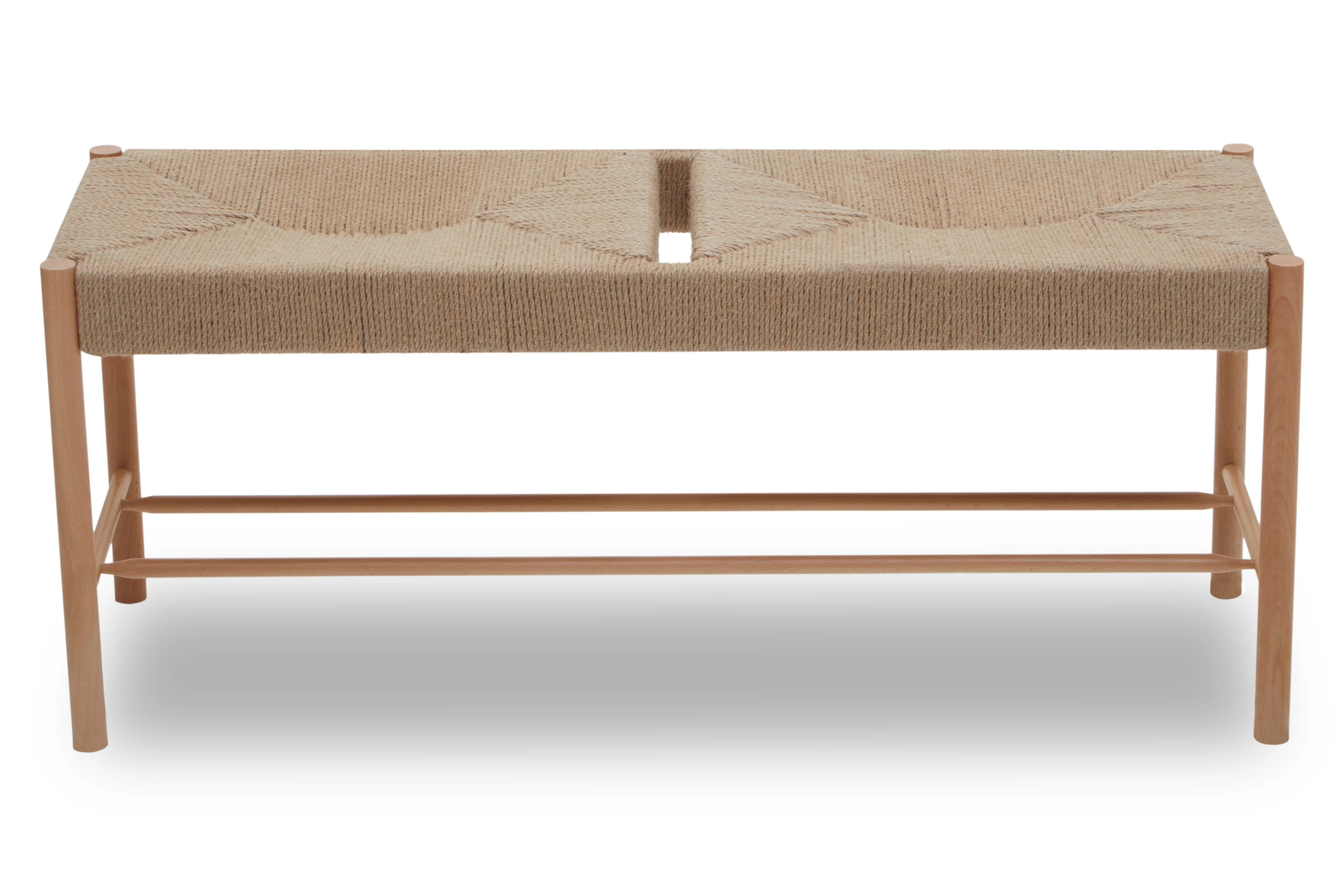 Cleets Natural Wood & Woven Rope Bench | Large
